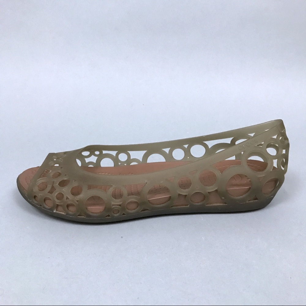 CROCS Adrina Flat, Open Toe Espresso/Bronze Sz 8
